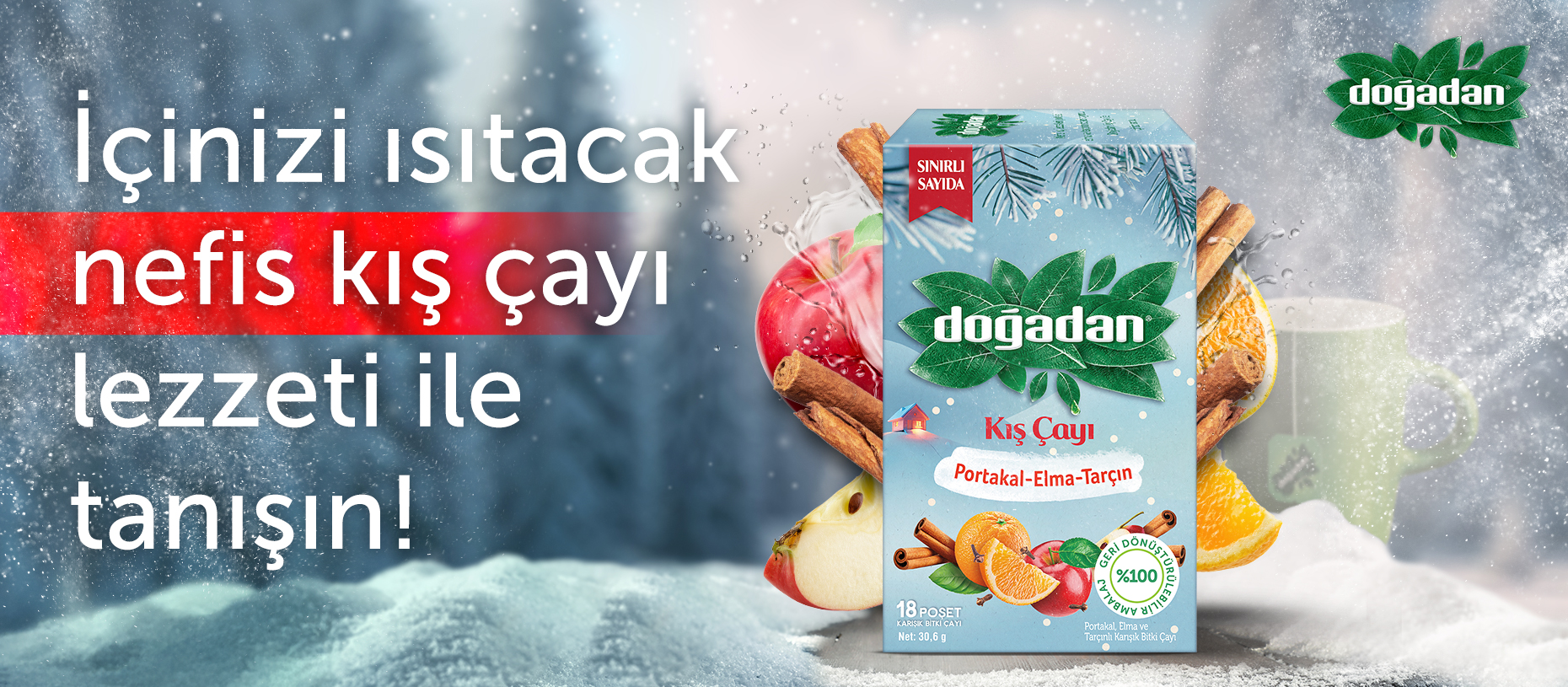 Doğadan Kış Çayı Portakal-Elma-Tarçın